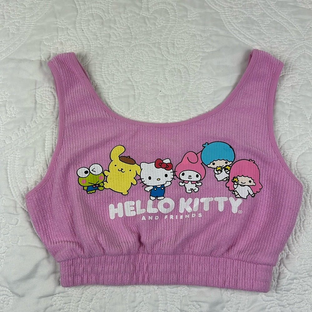 HELLO KITTY AND FRIENDS pink terry cloth crop top - Womens XS